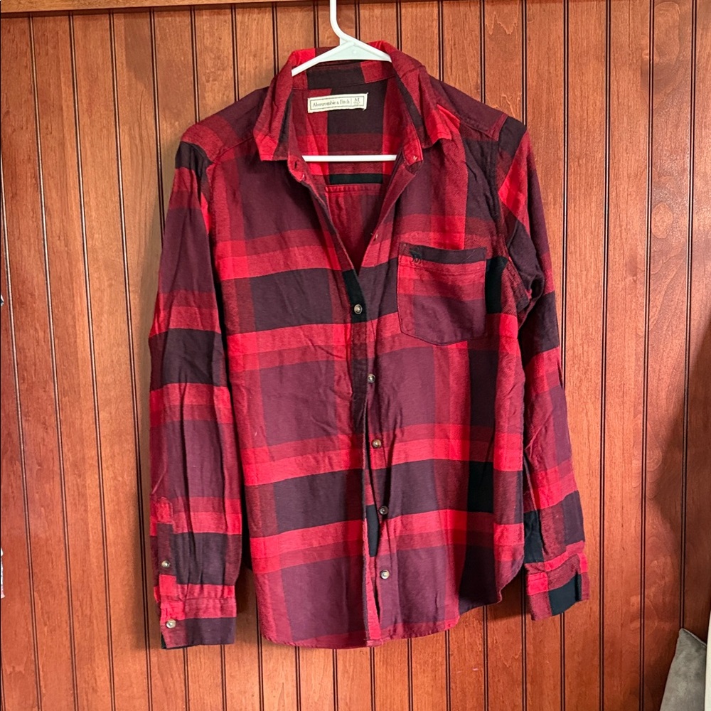 Abercrombie & Fitch Red and Black Checkered Shirt